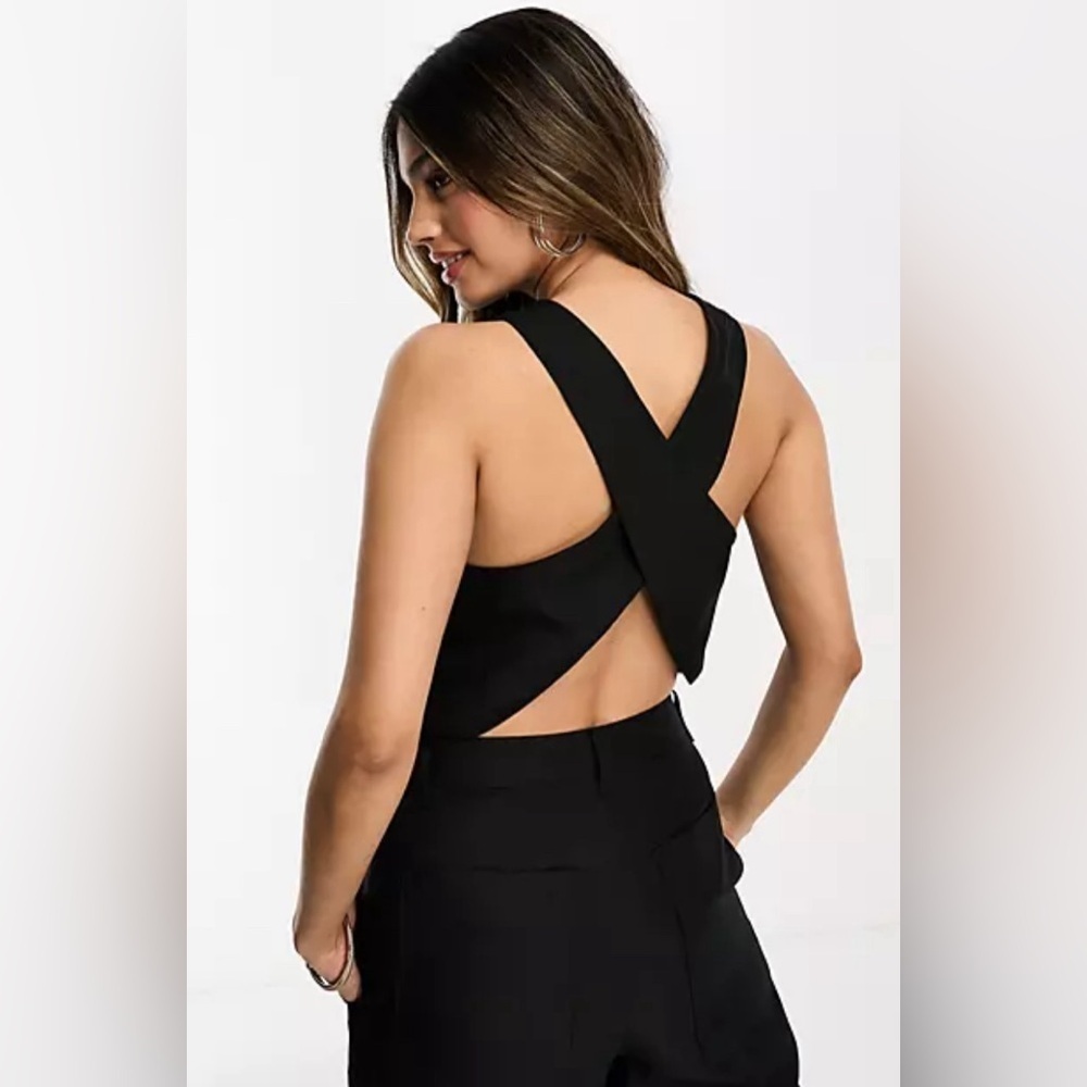AllSaints Co-ord Petra Linen Waistcoat in Black sz US 4 NWT - Picture 3 of 5